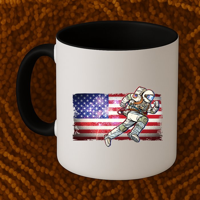 USA American Flag 4th Of July Fireworks Astronaut Mug