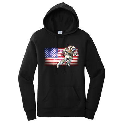 USA American Flag 4th Of July Fireworks Astronaut Women's Pullover Hoodie