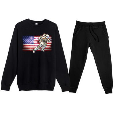 USA American Flag 4th Of July Fireworks Astronaut Premium Crewneck Sweatsuit Set