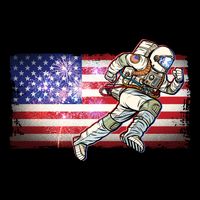 USA American Flag 4th Of July Fireworks Astronaut Youth Performance Sprint T-Shirt