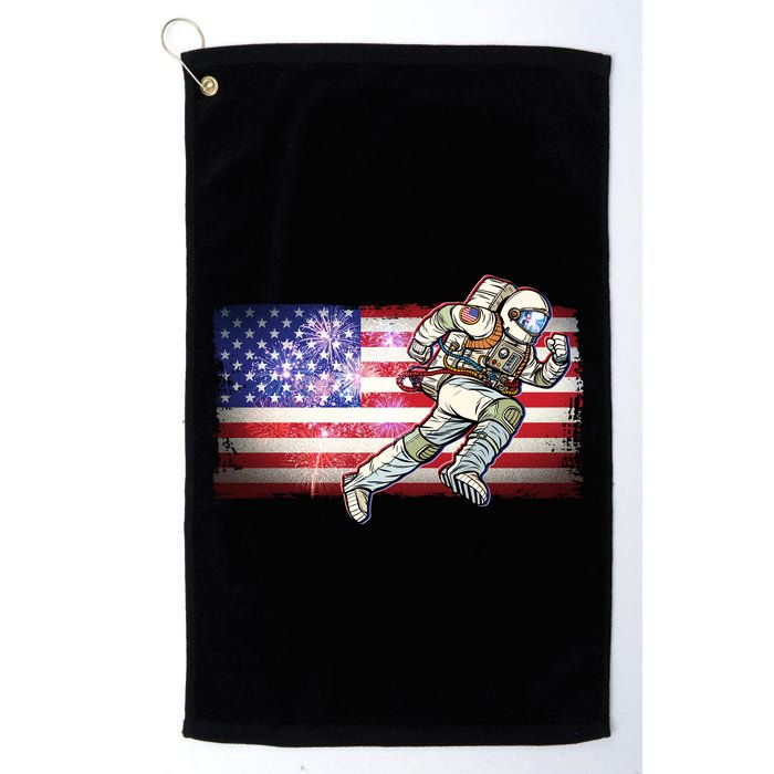 USA American Flag 4th Of July Fireworks Astronaut Golf Towel