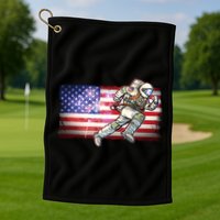 USA American Flag 4th Of July Fireworks Astronaut Golf Towel
