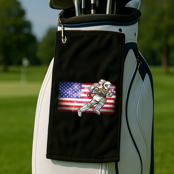 USA American Flag 4th Of July Fireworks Astronaut Golf Towel