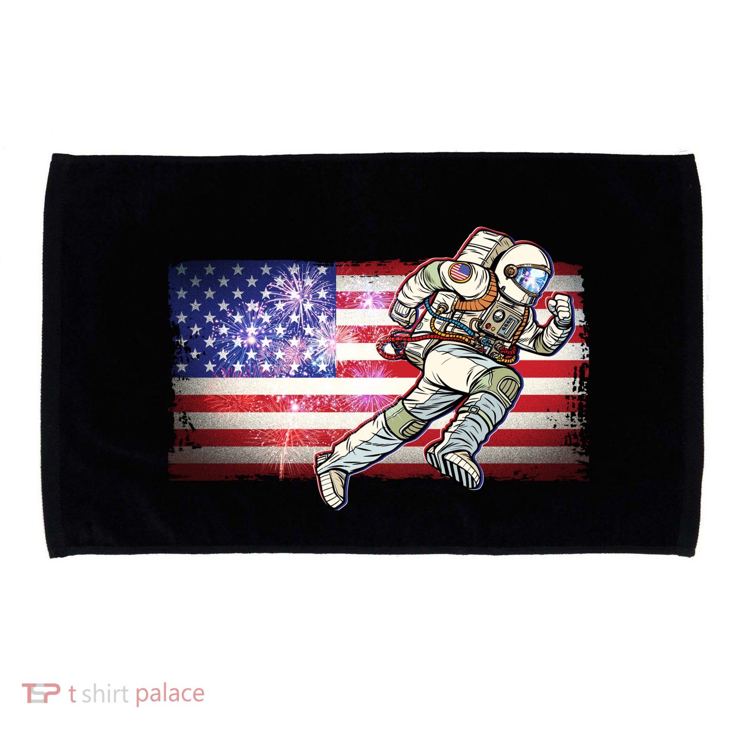 USA American Flag 4th Of July Fireworks Astronaut Microfiber Hand Towel