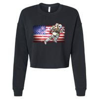 USA American Flag 4th Of July Fireworks Astronaut Cropped Pullover Crew