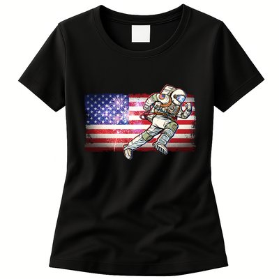 USA American Flag 4th Of July Fireworks Astronaut Womens T-Shirt
