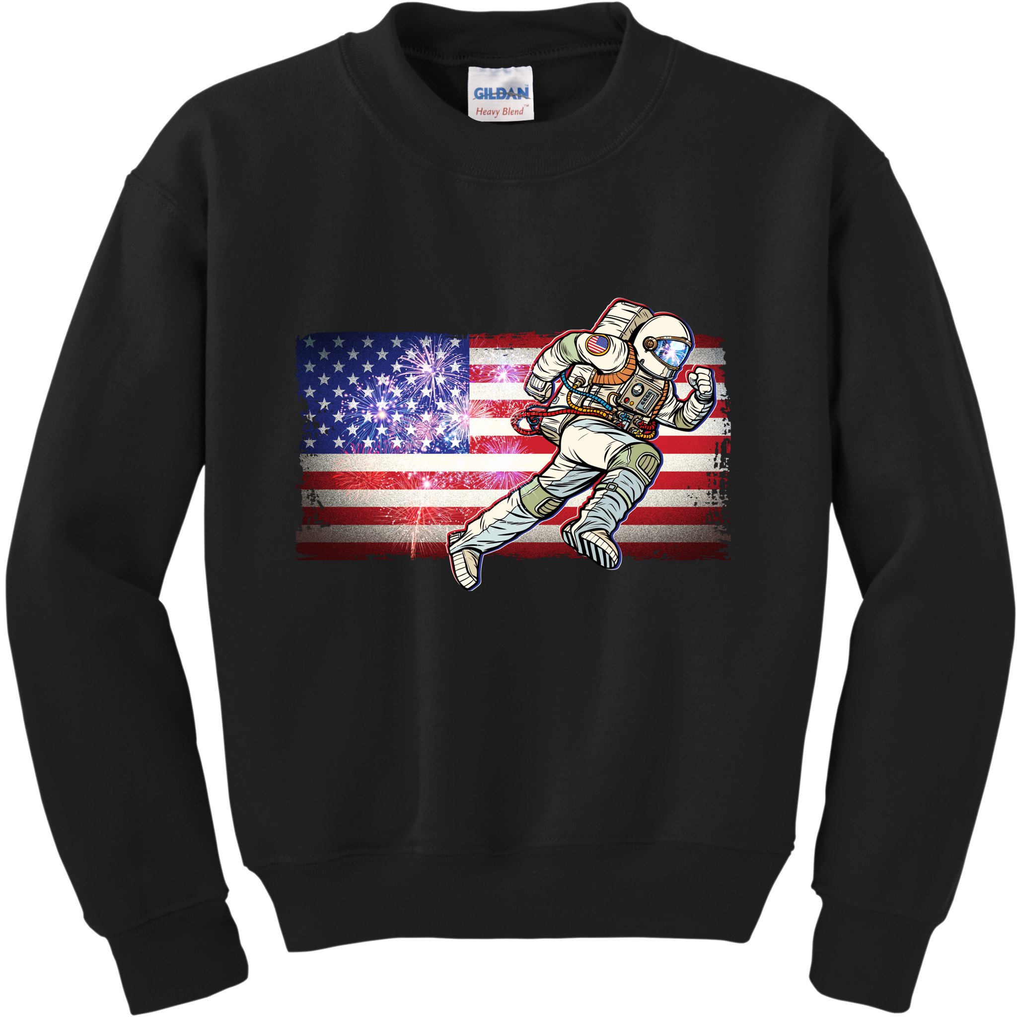 USA American Flag 4th Of July Fireworks Astronaut Kids Sweatshirt