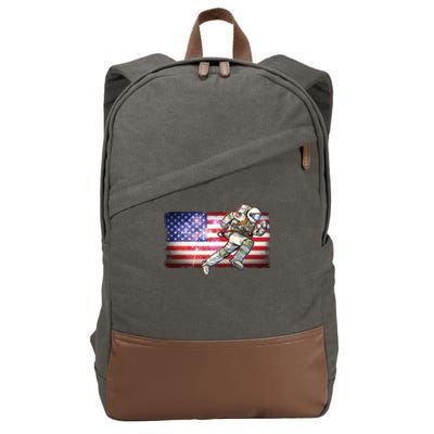 USA American Flag 4th Of July Fireworks Astronaut Cotton Canvas Backpack