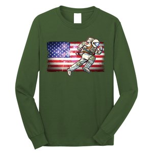 USA American Flag 4th Of July Fireworks Astronaut Long Sleeve Shirt