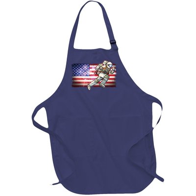 USA American Flag 4th Of July Fireworks Astronaut Full-Length Apron With Pockets