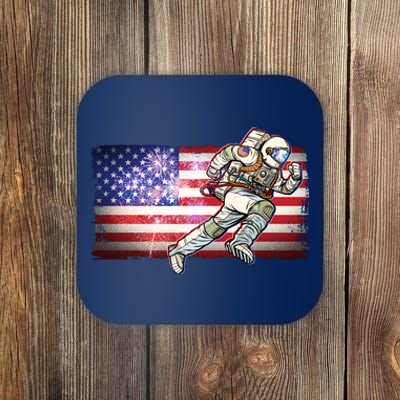 USA American Flag 4th Of July Fireworks Astronaut Coaster