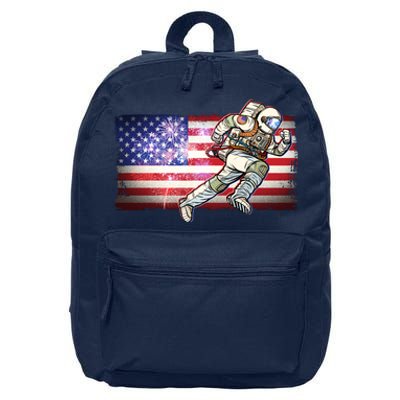 USA American Flag 4th Of July Fireworks Astronaut 16 in Basic Backpack