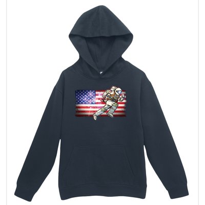 USA American Flag 4th Of July Fireworks Astronaut Urban Pullover Hoodie