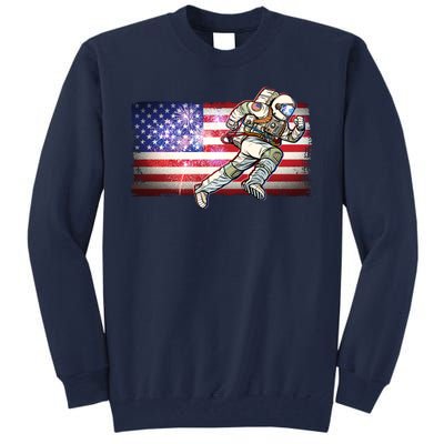 USA American Flag 4th Of July Fireworks Astronaut Tall Sweatshirt