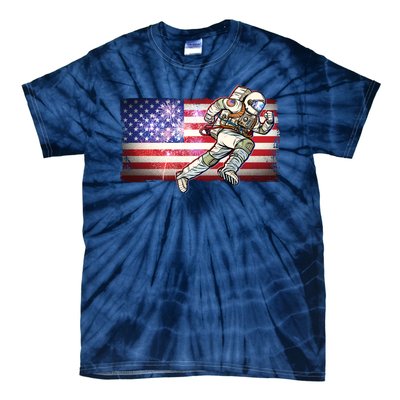 USA American Flag 4th Of July Fireworks Astronaut Tie-Dye T-Shirt