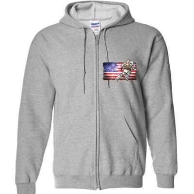 USA American Flag 4th Of July Fireworks Astronaut Full Zip Hoodie