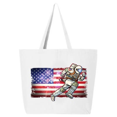 USA American Flag 4th Of July Fireworks Astronaut 25L Jumbo Tote