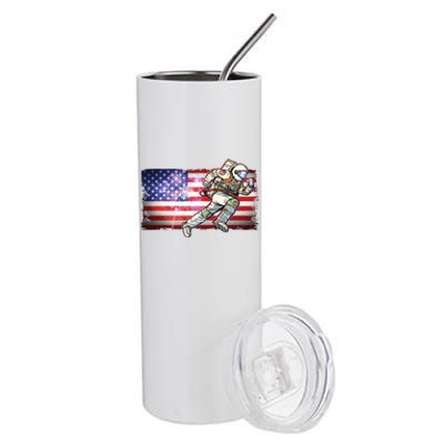 USA American Flag 4th Of July Fireworks Astronaut Stainless Steel Tumbler