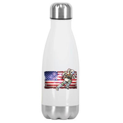 USA American Flag 4th Of July Fireworks Astronaut Stainless Steel Insulated Water Bottle