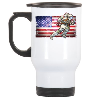 USA American Flag 4th Of July Fireworks Astronaut Stainless Steel Travel Mug