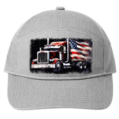 Us American Flag Semi Truck Driver Trucker 7-Panel Snapback Hat