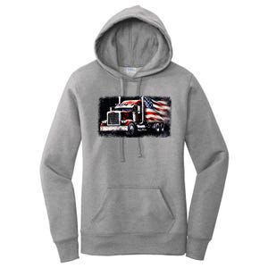 Us American Flag Semi Truck Driver Trucker Women's Pullover Hoodie