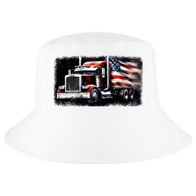 Us American Flag Semi Truck Driver Trucker Cool Comfort Performance Bucket Hat