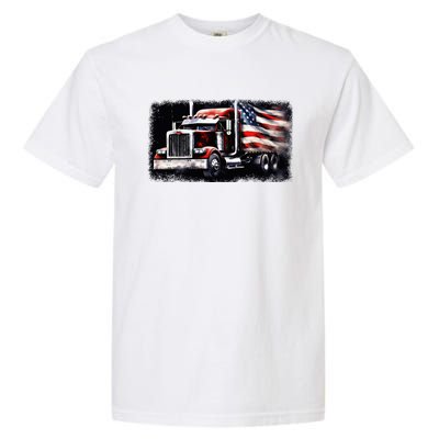 Us American Flag Semi Truck Driver Trucker Garment-Dyed Heavyweight T-Shirt