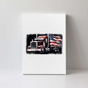 Us American Flag Semi Truck Driver Trucker Canvas