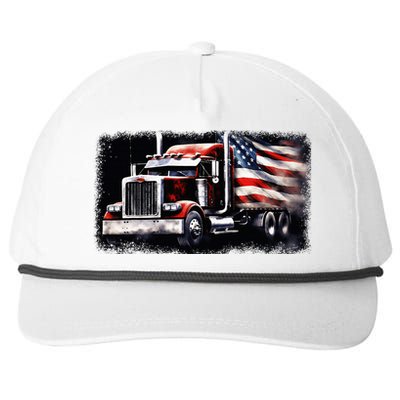 Us American Flag Semi Truck Driver Trucker Snapback Five-Panel Rope Hat