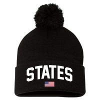 States United USA American Flag United States 4th Of July Pom Pom 12in Knit Beanie