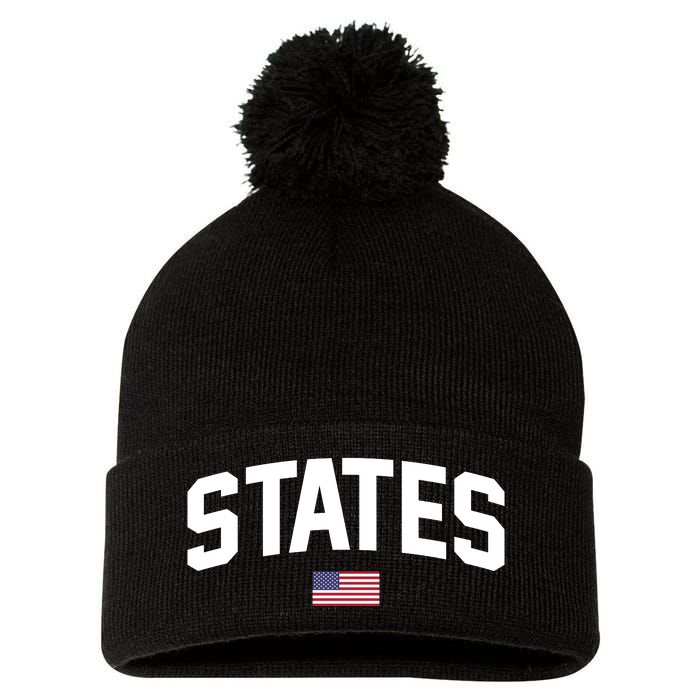 States United USA American Flag United States 4th Of July Pom Pom 12in Knit Beanie