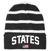 States United USA American Flag United States 4th Of July Striped Beanie with Solid Band