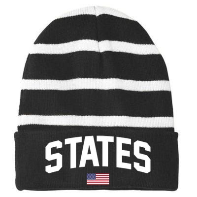 States United USA American Flag United States 4th Of July Striped Beanie with Solid Band