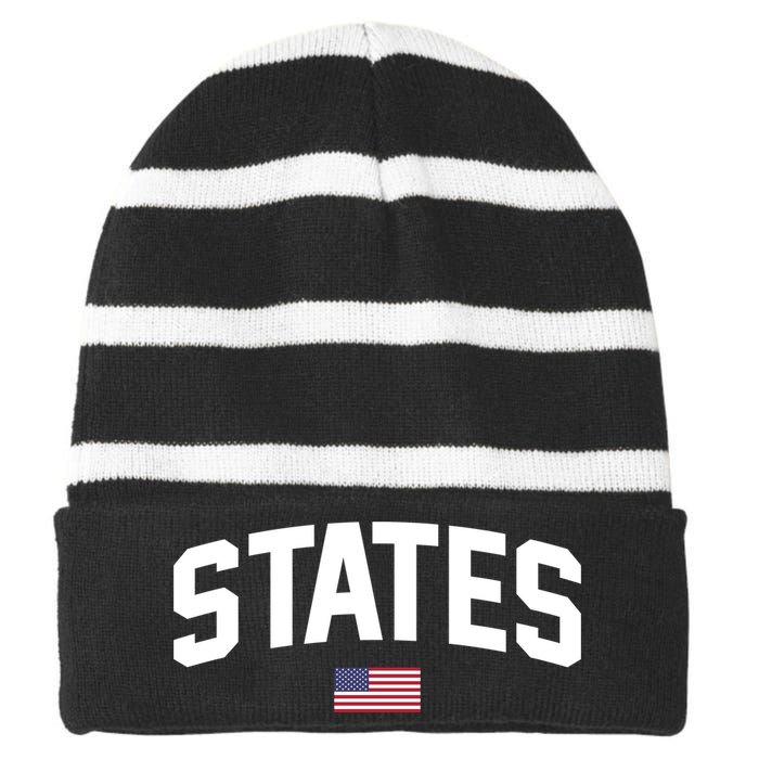 States United USA American Flag United States 4th Of July Striped Beanie with Solid Band