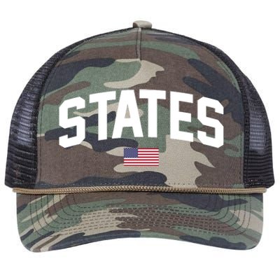 States United USA American Flag United States 4th Of July Retro Rope Trucker Hat Cap