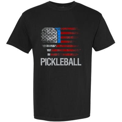 US American Flag Pickleball Player Paddleball Lover Garment-Dyed Heavyweight T-Shirt