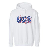 Usa American Flag 4th Of July Boy Girl Vintage Garment-Dyed Fleece Hoodie