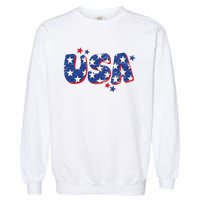 Usa American Flag 4th Of July Boy Girl Vintage Garment-Dyed Sweatshirt