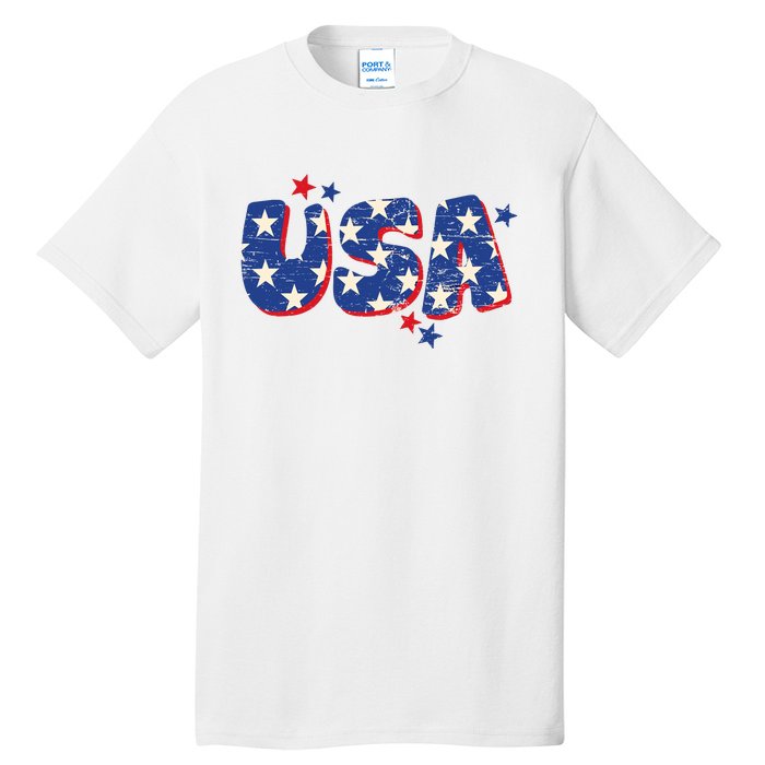 Usa American Flag 4th Of July Boy Girl Vintage Tall T-Shirt