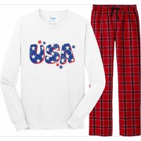 Usa American Flag 4th Of July Boy Girl Vintage Long Sleeve Pajama Set