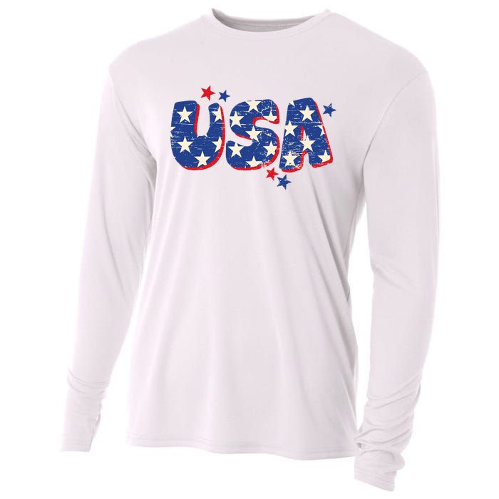 Usa American Flag 4th Of July Boy Girl Vintage Cooling Performance Long Sleeve Crew