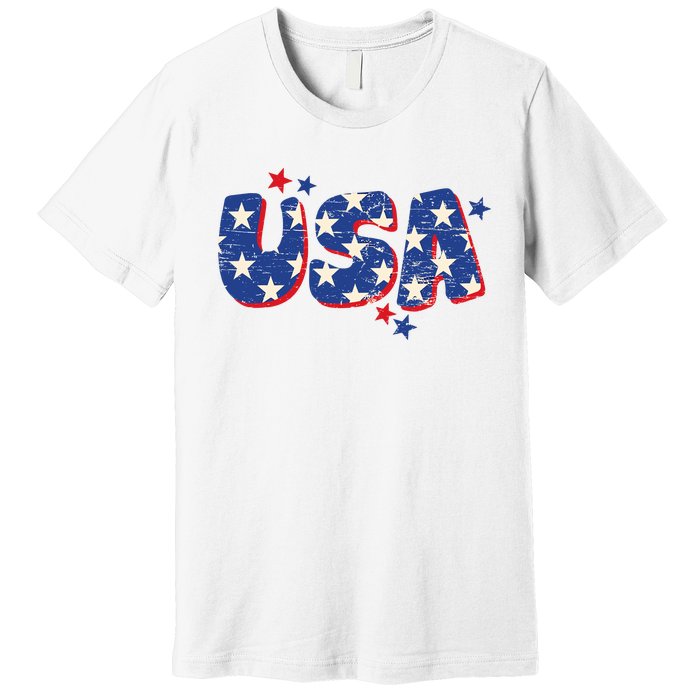 Usa American Flag 4th Of July Boy Girl Vintage Premium T-Shirt