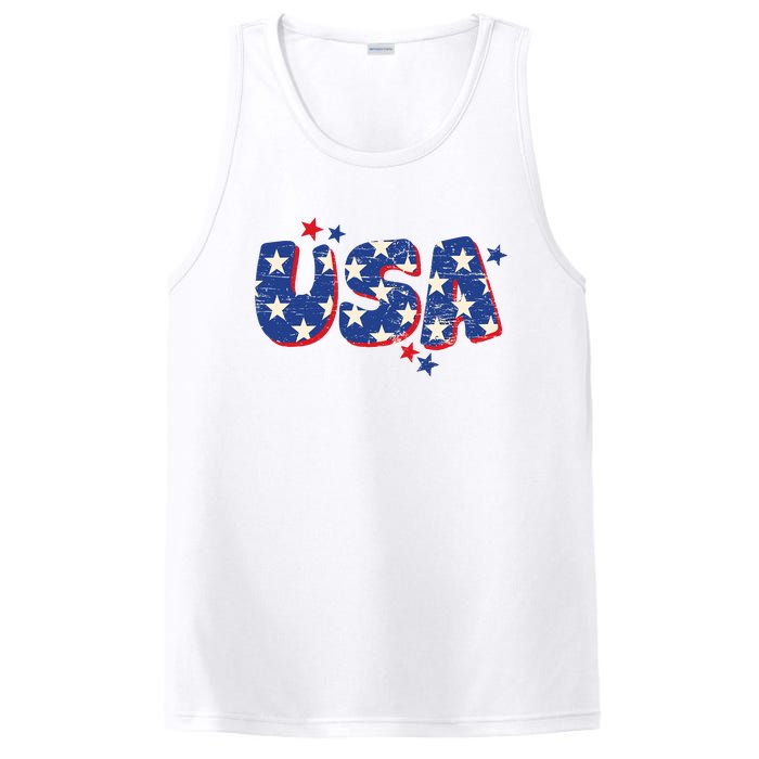 Usa American Flag 4th Of July Boy Girl Vintage PosiCharge Competitor Tank