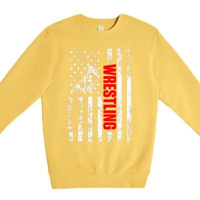 US American Flag Sports Patriotic Wrestling Premium Crewneck Sweatshirt