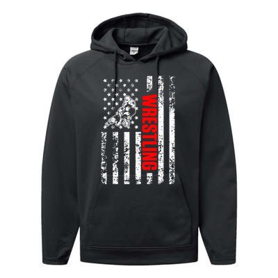 US American Flag Sports Patriotic Wrestling Performance Fleece Hoodie