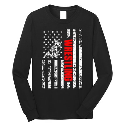 US American Flag Sports Patriotic Wrestling Long Sleeve Shirt