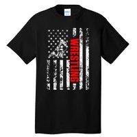 US American Flag Sports Patriotic Wrestling Tall T-Shirt