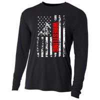 US American Flag Sports Patriotic Wrestling Cooling Performance Long Sleeve Crew