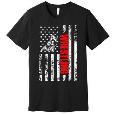 US American Flag Sports Patriotic Wrestling Premium T-Shirt